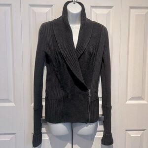 Club Monaco Dark Grey‎ 100% Merino Wool Side Zip Cardigan Sweater Size S